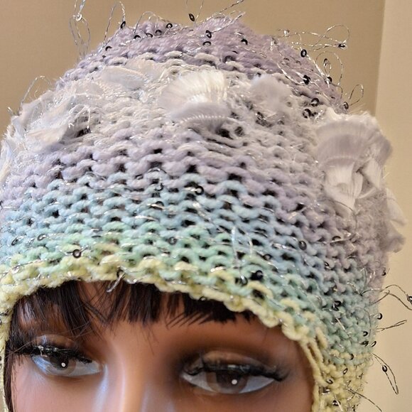 Tinsel Riot — Frosted Knit Hood / OOAK Fairycore Mask - Picture 4 of 6